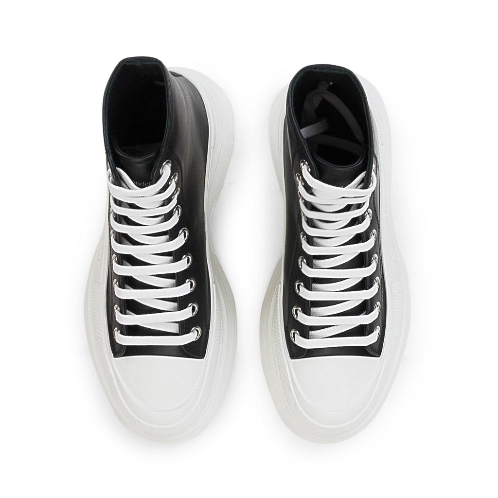 Alexander McQueen STI TO TREAD SLICK BLACK WHITE BOOTS