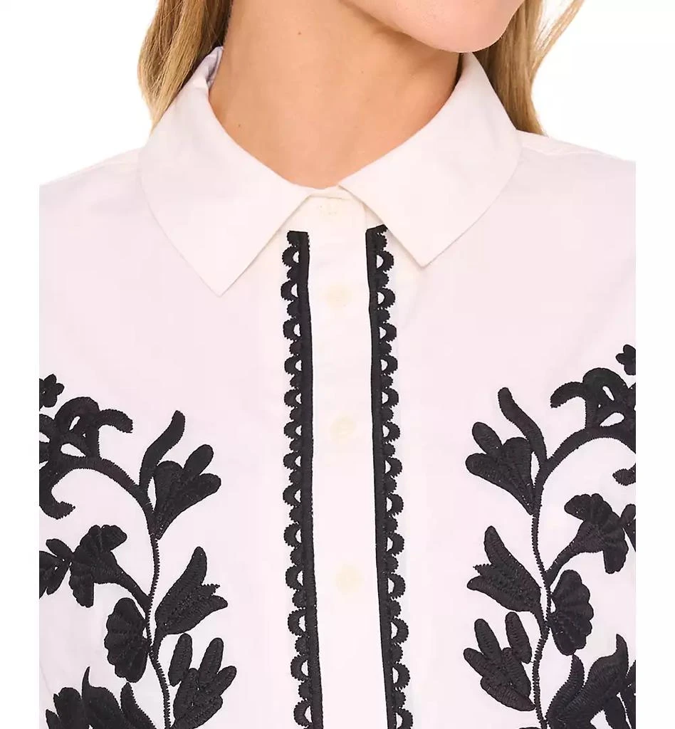 CeCe Women's Embroidered Short-Sleeve Shirt 2