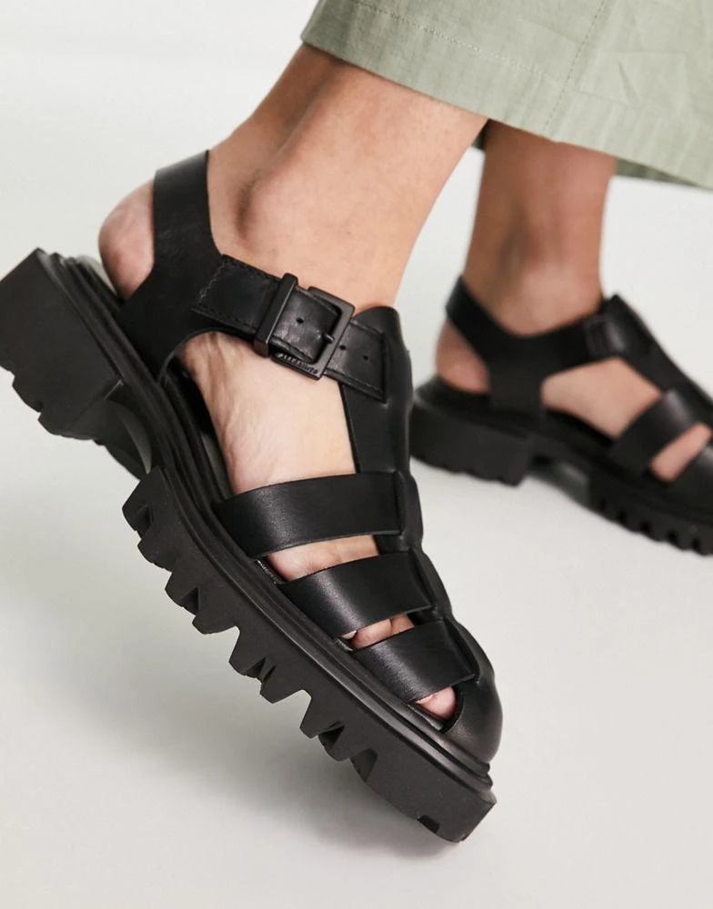 ALL SAINTS AllSaints Nessie leather sandals in black 3