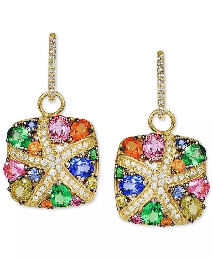 Effy EFFY® Multicolor Sapphire (3-1/3 ct. t.w.) and Diamond (1/4 ct. t.w.) Starfish Earrings in 14k Gold, Created for Macy's 4