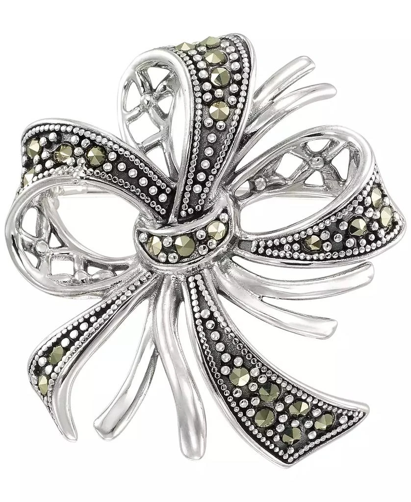 Macy
s Marcasite (0.34 ct. t.w.) Bow Brooch Pin in Sterling Silver