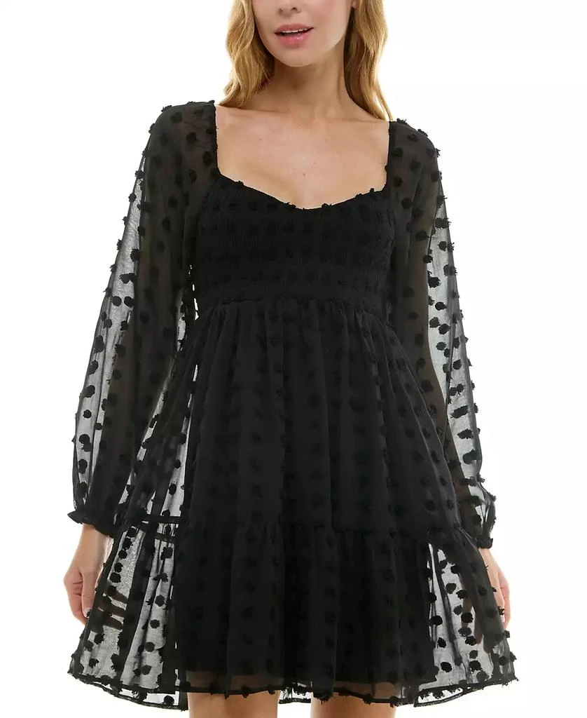 Crystal Doll Juniors' Pom-Pom Clip-Dot Tiered Dress - Dresses & Skirts -  BeyondStyle