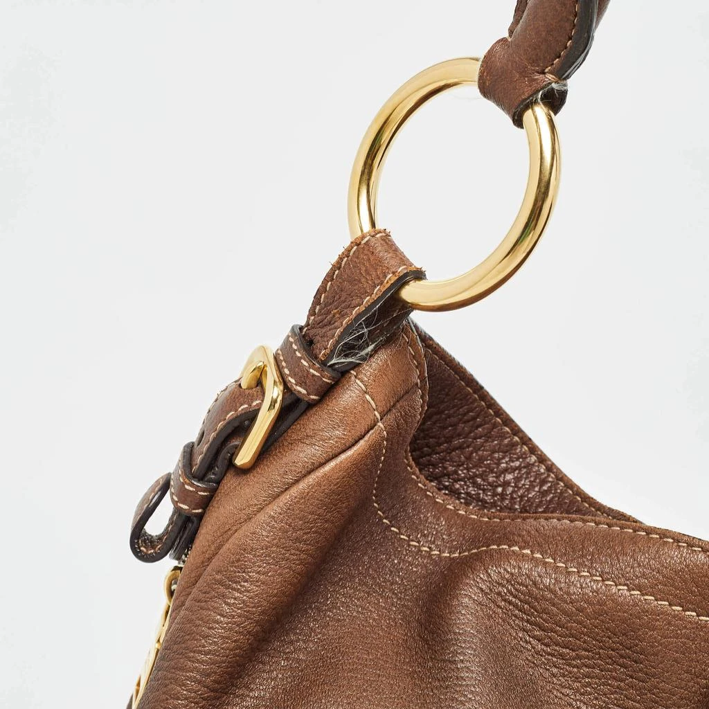 Prada Prada Brown Cervo Leather Side Zip Hobo 5
