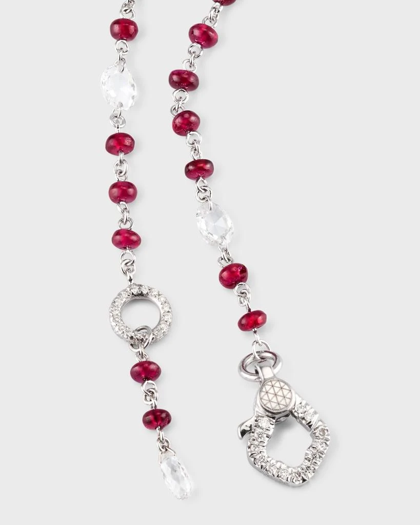 64 Facets 18K White Gold Ruby and Diamond Tennis Bracelet 4