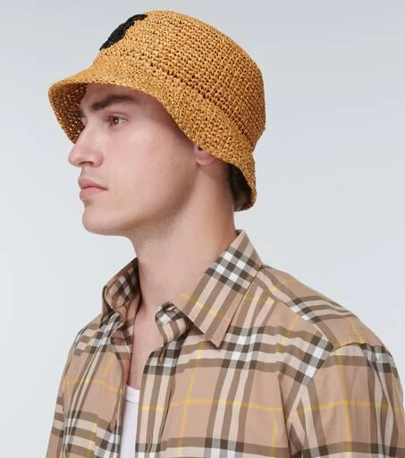 Burberry TB raffia-effect bucket hat 3