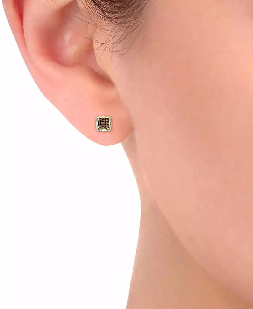 Men's Brown Diamond Square Cluster Stud Earrings (1/3 tw) in - Main Image