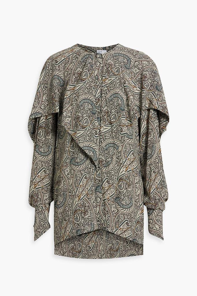 ROSETTA GETTY Cape-effect printed crepe blouse