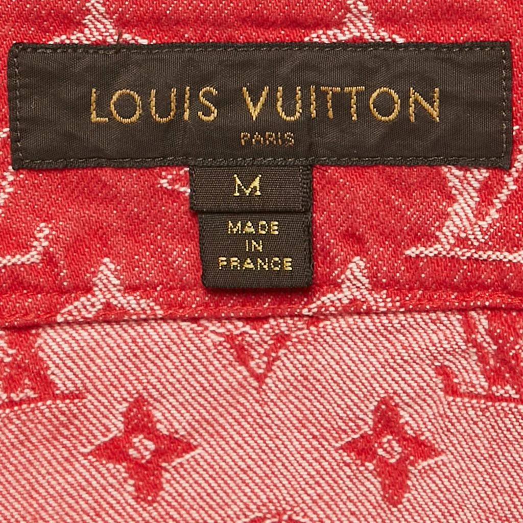 Louis Vuitton Louis Vuitton x Supreme Red Monogram Denim Baseball Shirt M 5