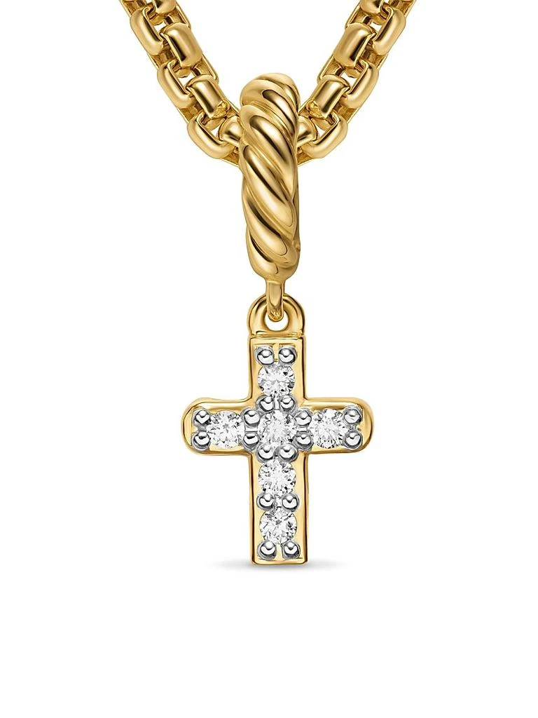David Yurman Micro Pavé Cross Amulet in 18K Yellow Gold with Diamonds, 8MM 5