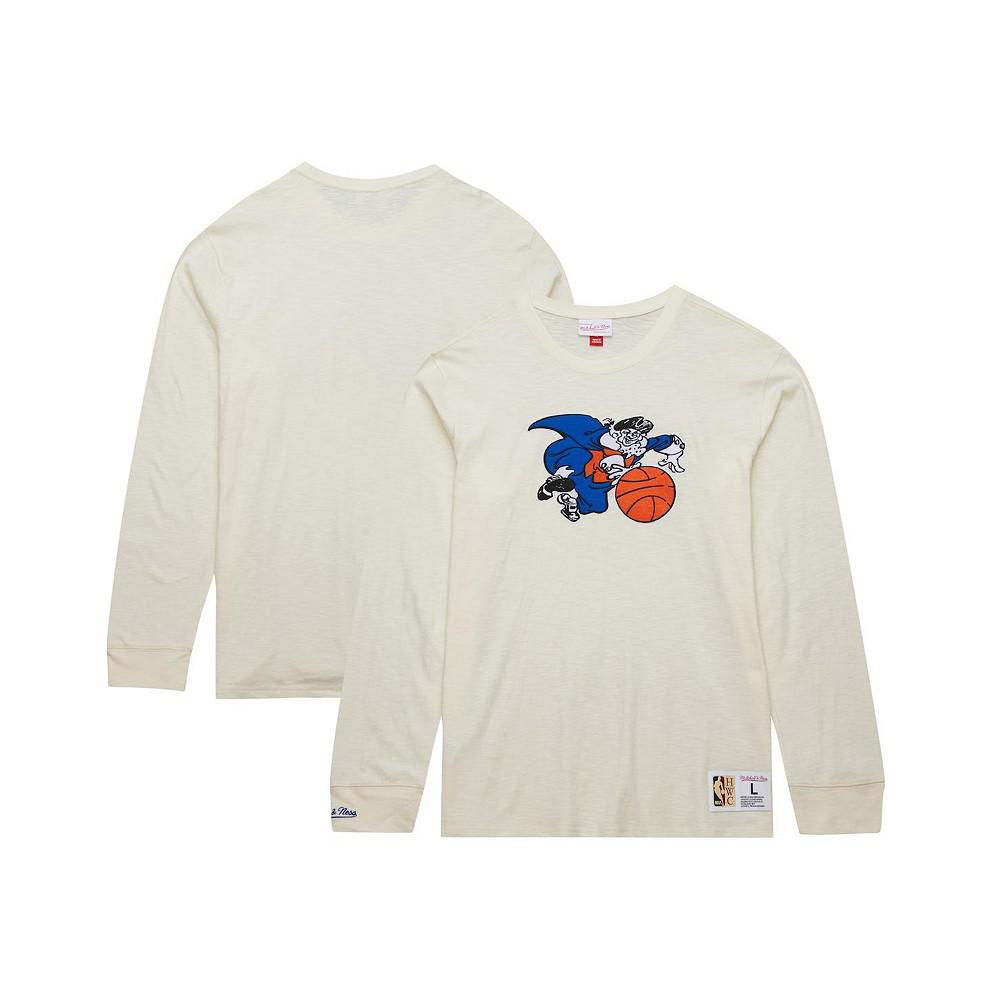 Mitchell & Ness Men's Cream New York Knicks Hardwood Classics Vintage-like Long Sleeve T-Shirt