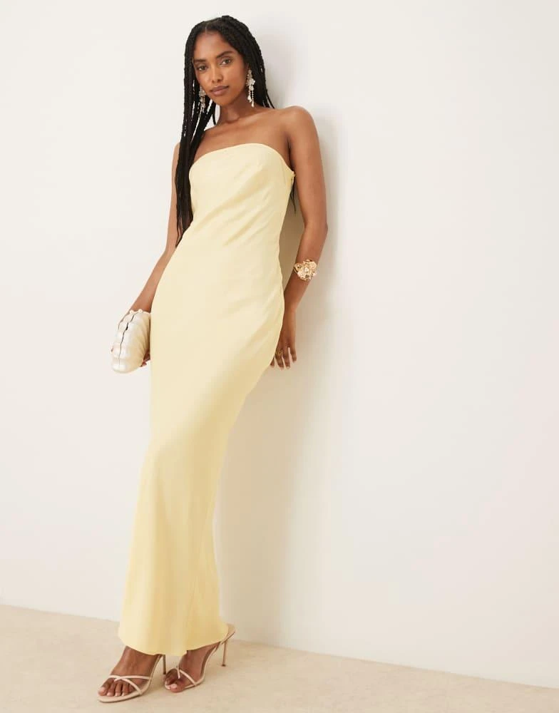 ASOS ASOS DESIGN satin bandeau bias maxi dress in buttermilk - Dresses &  Skirts - BeyondStyle