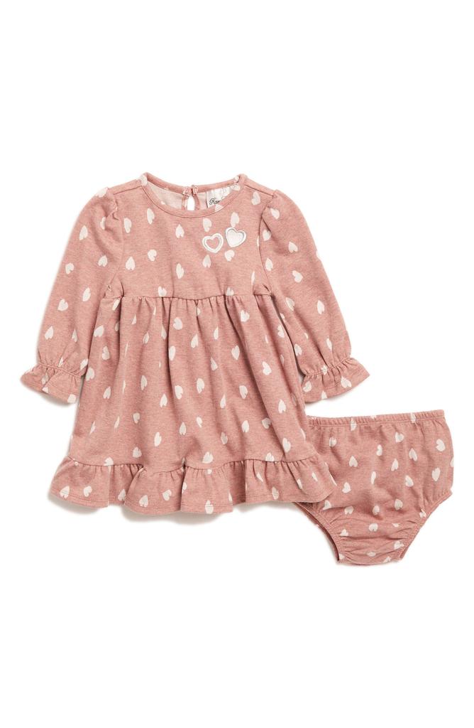 Rare Editions Heart Print Long Sleeve Dress