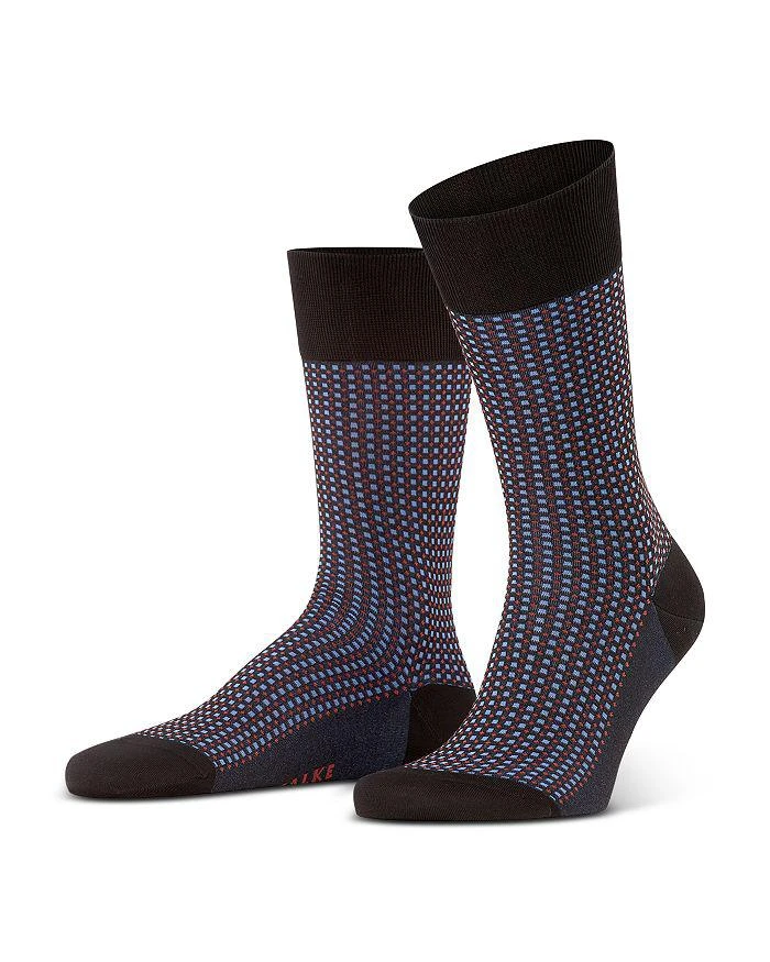FALKE Uptown Tie Cotton & Nylon Grid Crew Socks 4