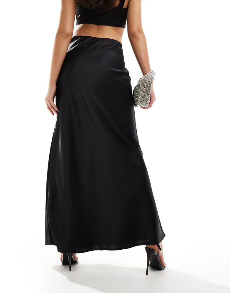 Y.A.S. YAS satin bias cut maxi skirt in black - BLACK