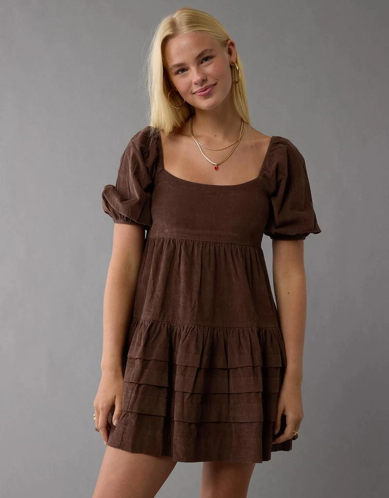 AE AE Corduroy Puff Sleeve Babydoll Mini Dress 5