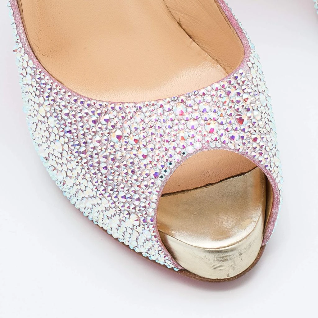 Christian Louboutin Christian Louboutin Pink Suede Crystal Embellished New Riche Peep Toe Pumps Size 38 7
