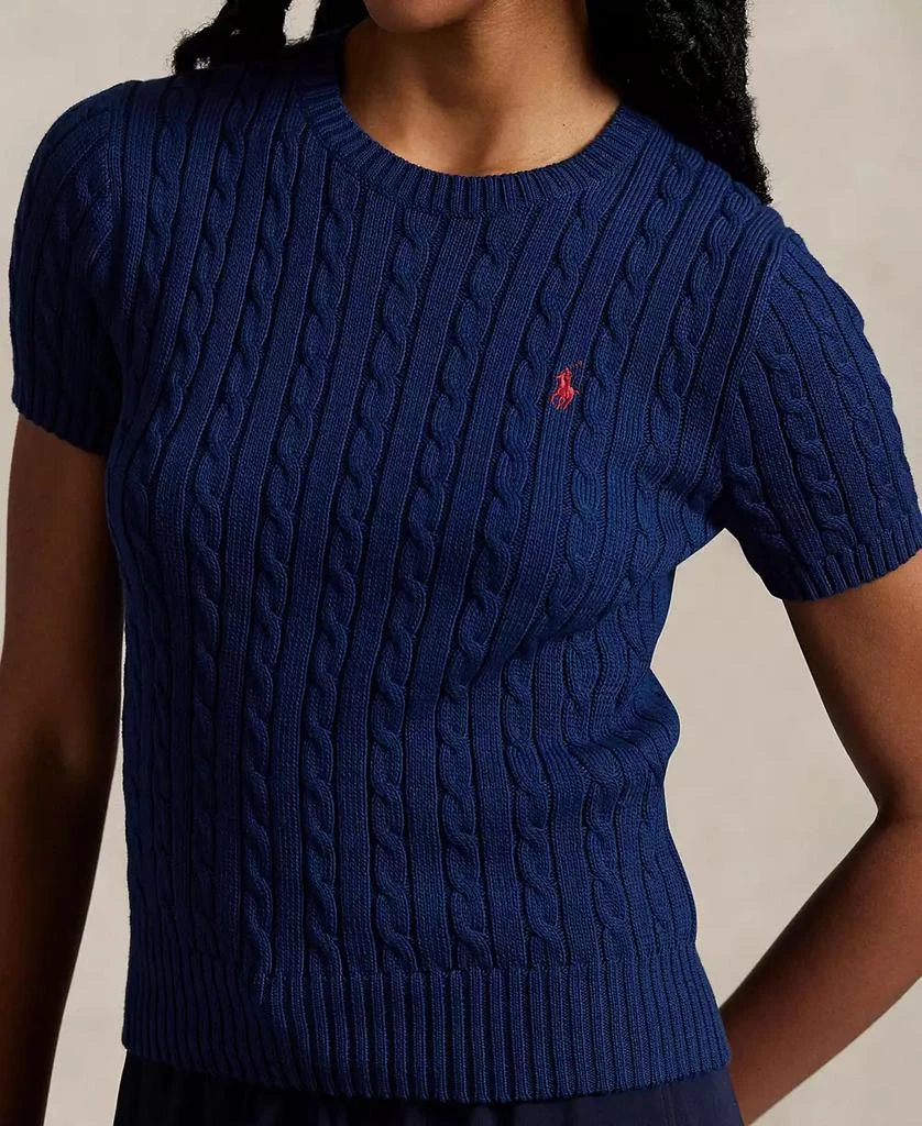 Ralph Lauren Women's Cable-Knit Cotton Short-Sleeve Sweater 3