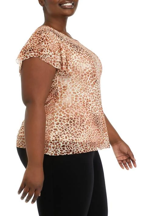 Vince Camuto Camuto Plus Size Three Layered Ruffled Printed Top 3
