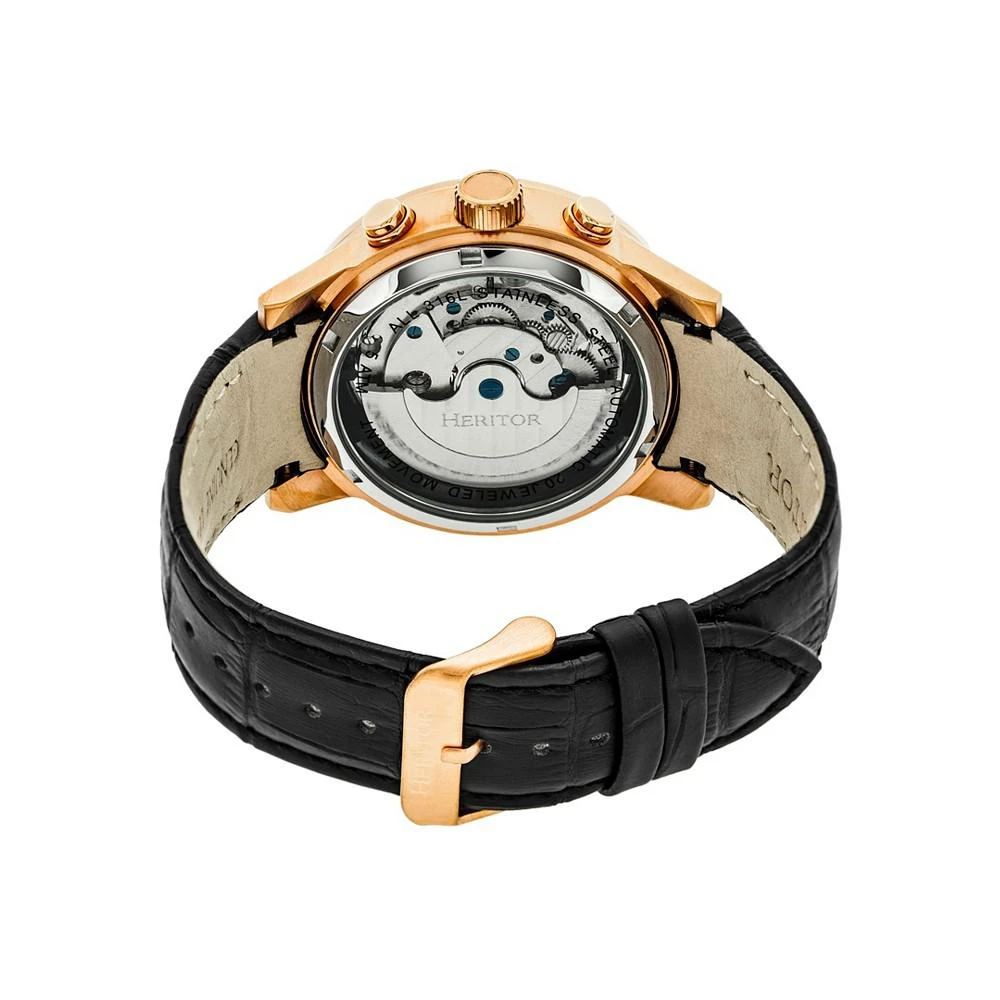 Heritor Automatic Rose Gold & Black Leather Watches 44mm 2