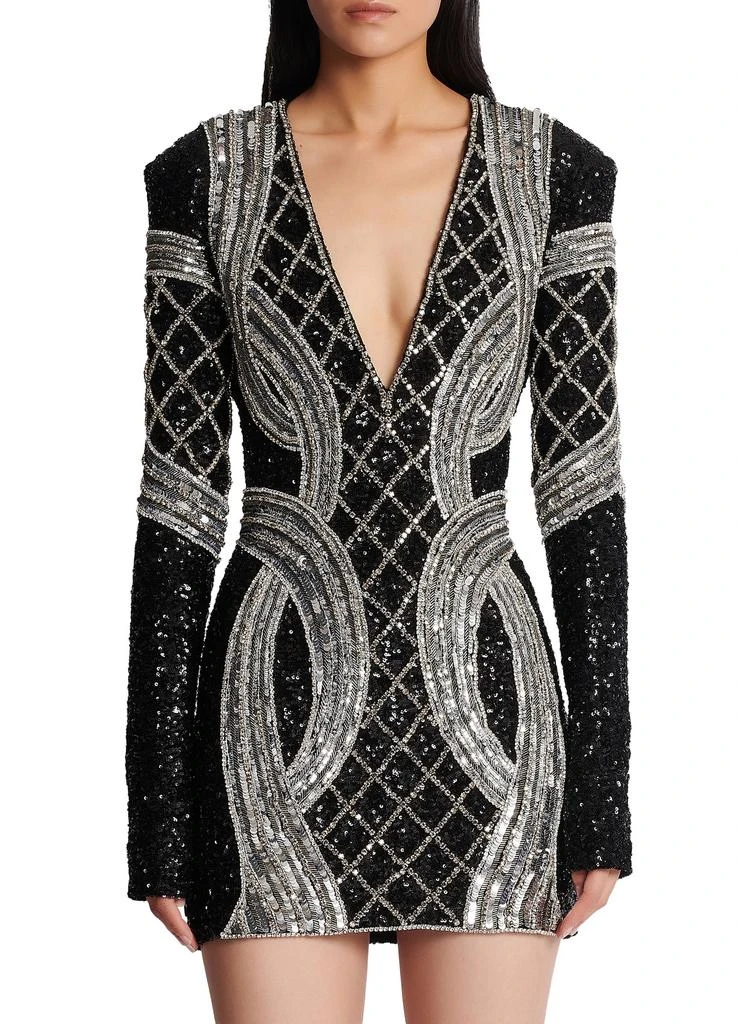 Balmain Short silver embroidered dress 2