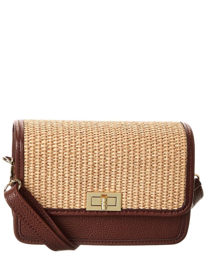 Persaman New York Eva Straw & Leather Crossbody