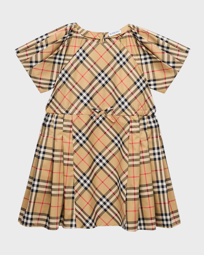 Burberry Girl's Jada Cotton Twill Check Dress, Size 3-14
