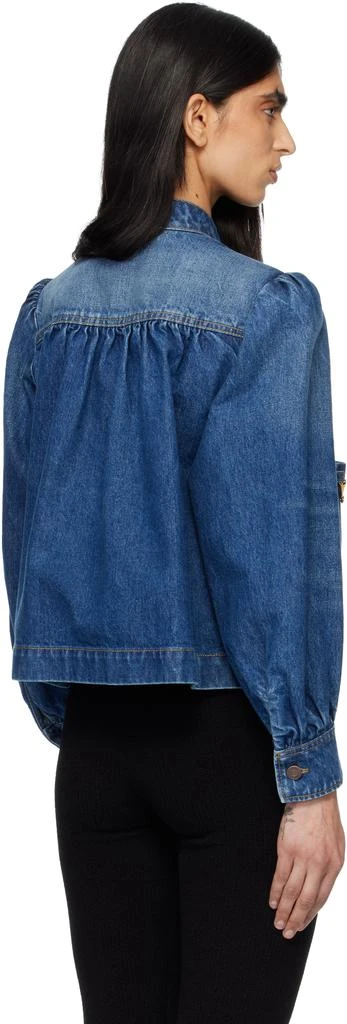 Chloé Indigo High-Neck Gathered Denim Jacket 3