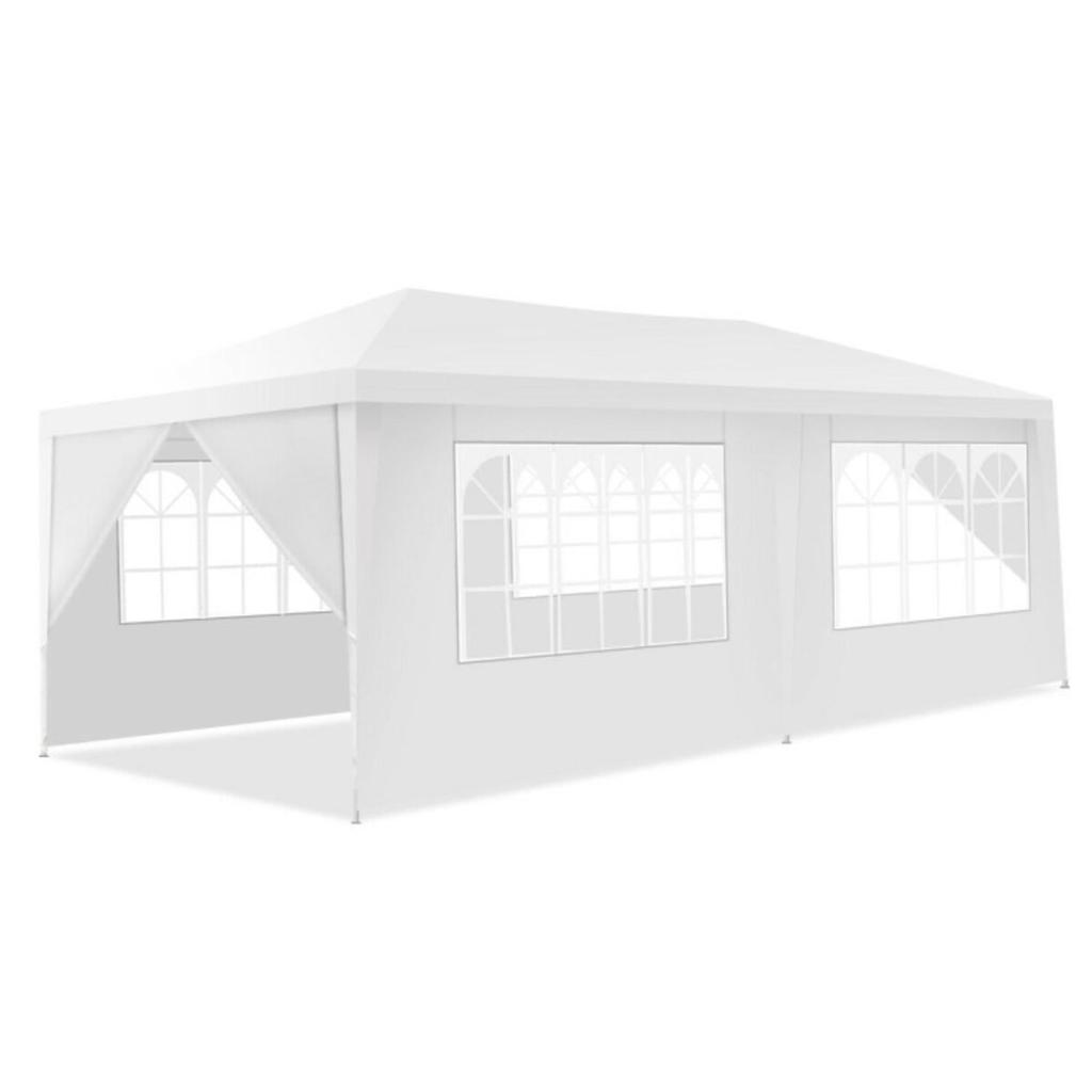 Hivvago 10 x 20 Feet 6 Sidewalls Canopy Tent with Carry Bag-White