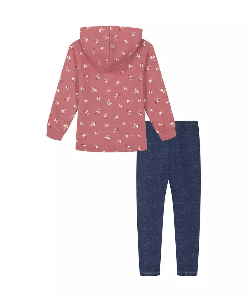 KIDS HEADQUARTERS Baby Girl Printed Fleece Kitty Pocket Hooded Tunic Jeggings 2
