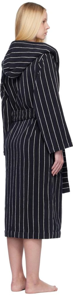 Tekla Black & White Terry Hooded Bathrobe 3