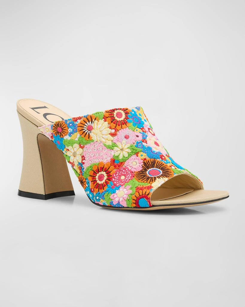 Loewe Calle Floral Embroidered Mule Sandals 4