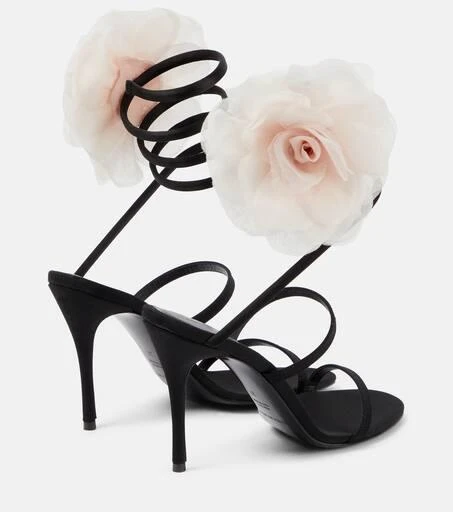 Magda Butrym Floral-appliqué satin sandals 3