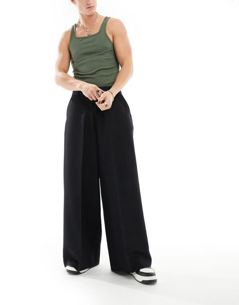 ASOS ASOS DESIGN smart extreme wide leg trousers in black 1