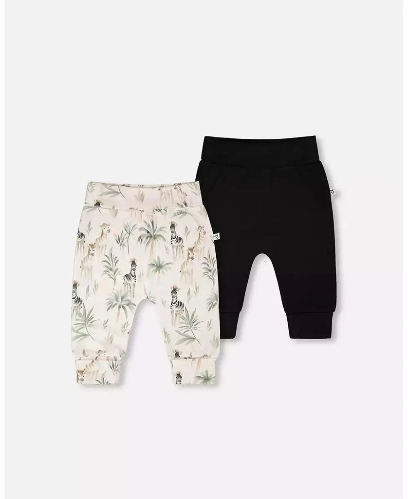 Deux par Deux Baby Boy 2 Pack Cotton Jersey Evolutive Pants Beige Zebra Print - Baby