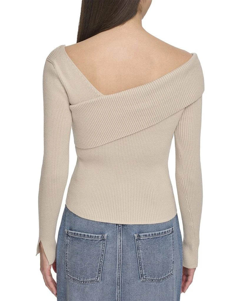 DKNY Asymmetrical Neck Ribbed Sweater 2