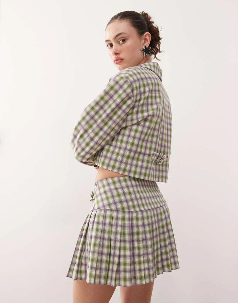 COLLUSION COLLUSION tailored 90s pleated mini skirt co-ord in check 3
