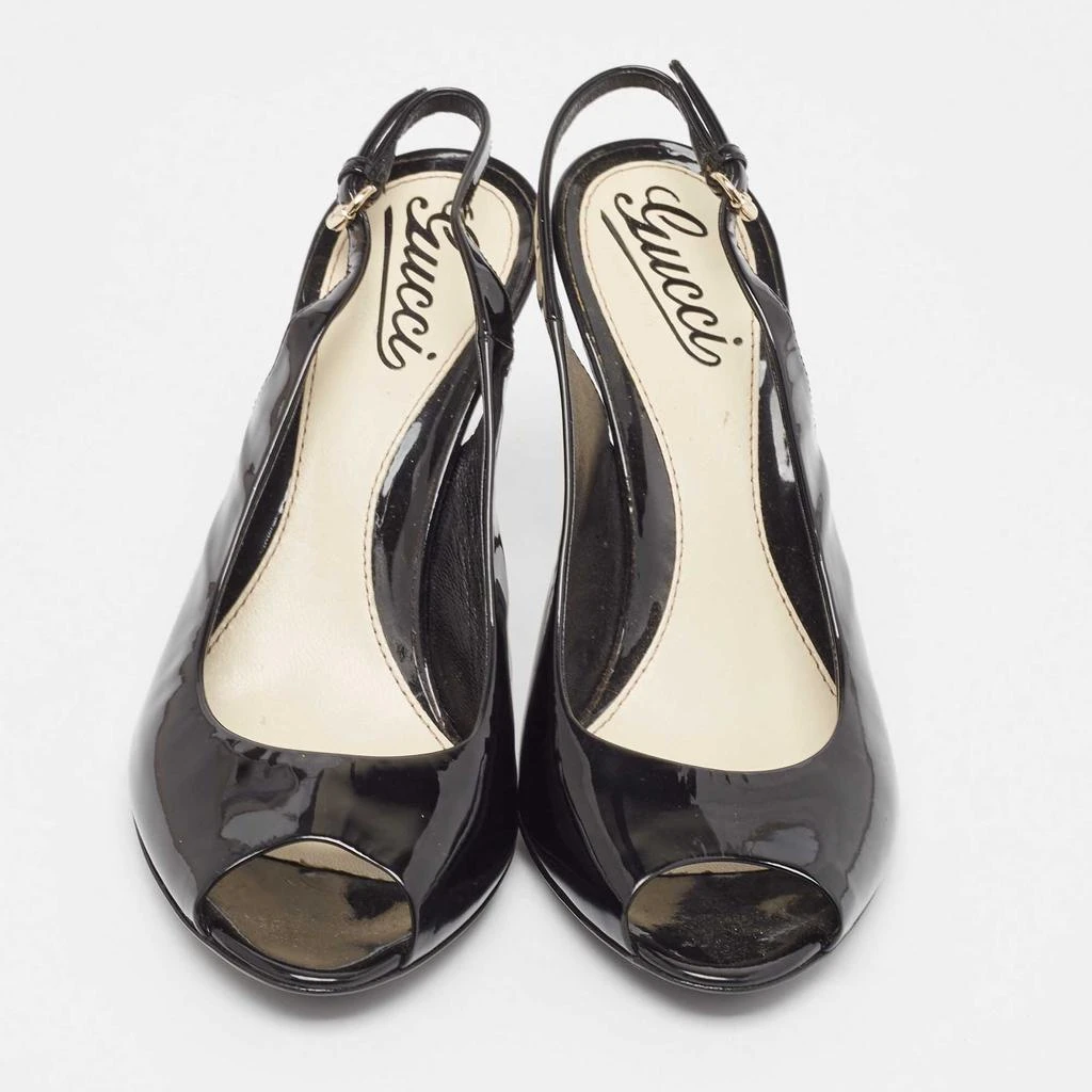 Gucci Gucci Black Patent Peep Toe Slingback Pumps Size 36.5 3