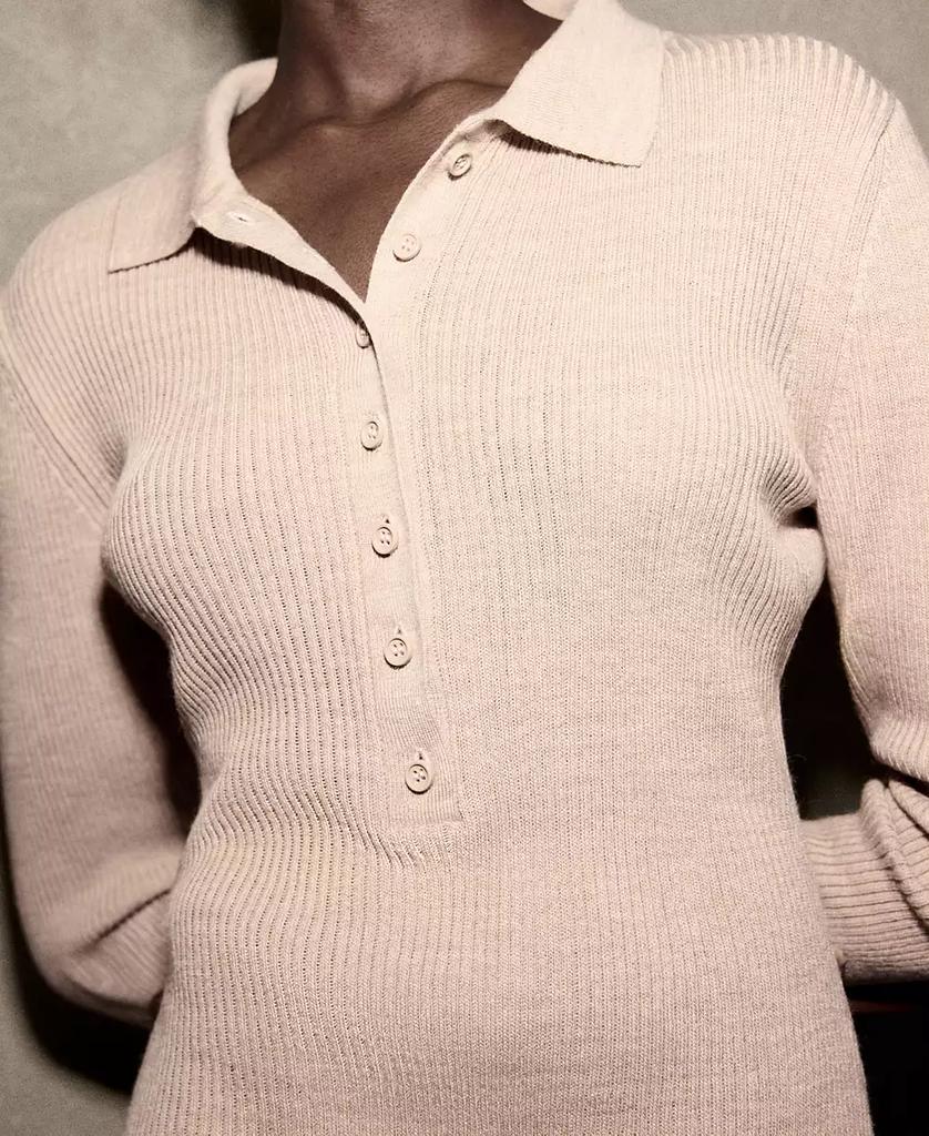 Mango Women's Ribbed Knitted Polo-Neck Playsuit Romper