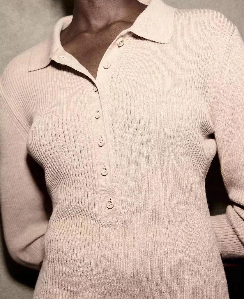 Mango Women's Ribbed Knitted Polo-Neck Playsuit Romper 2