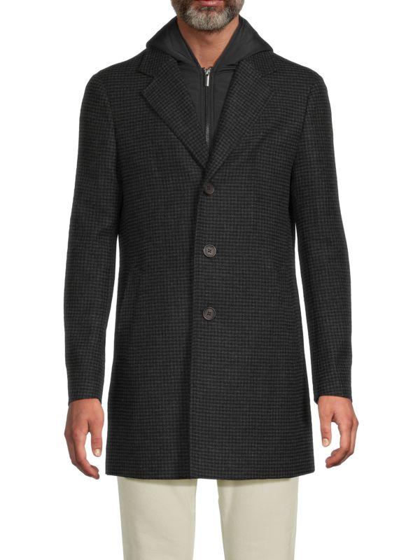 Cardinal of Canada Houndstooth Mid Length Hooded Coat
