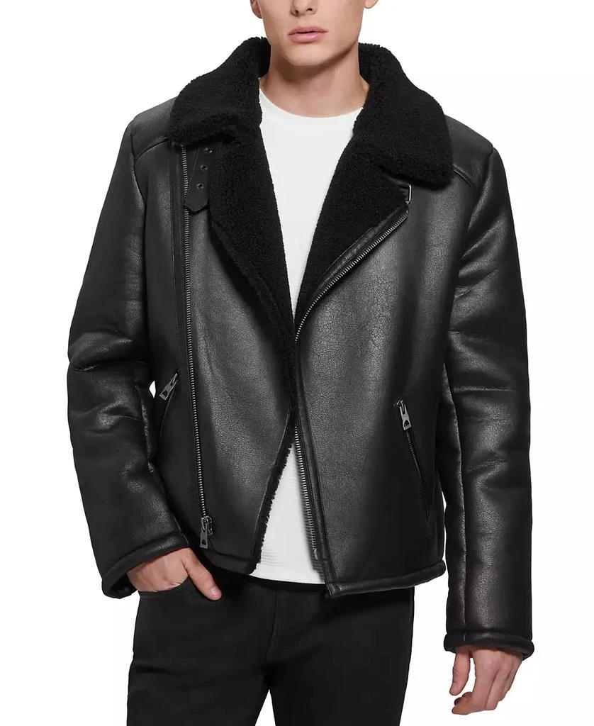 GUESS Men's Toni Asymmetrical Faux Leather Jacket 1