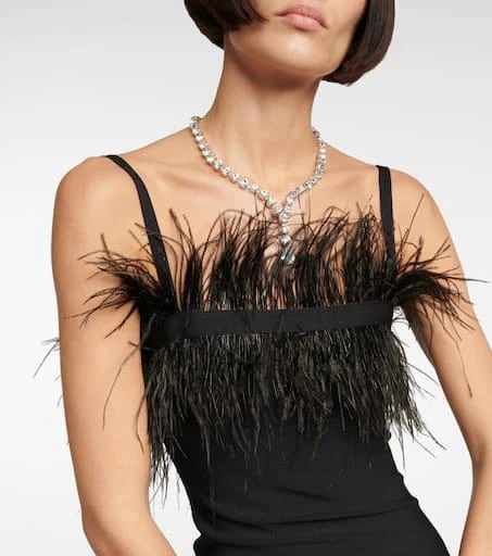 Staud Etta feather-trimmed knit minidress 4