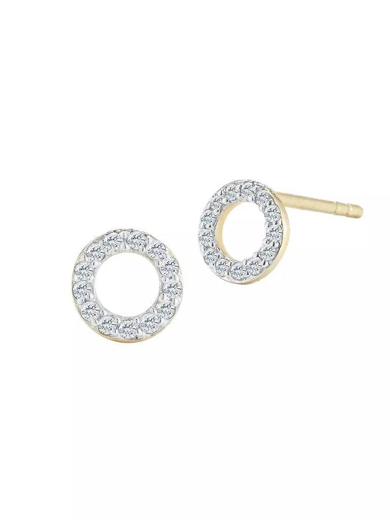 MATEO 14K Yellow Gold &amp; Diamond Mini Circle Stud Earring 1