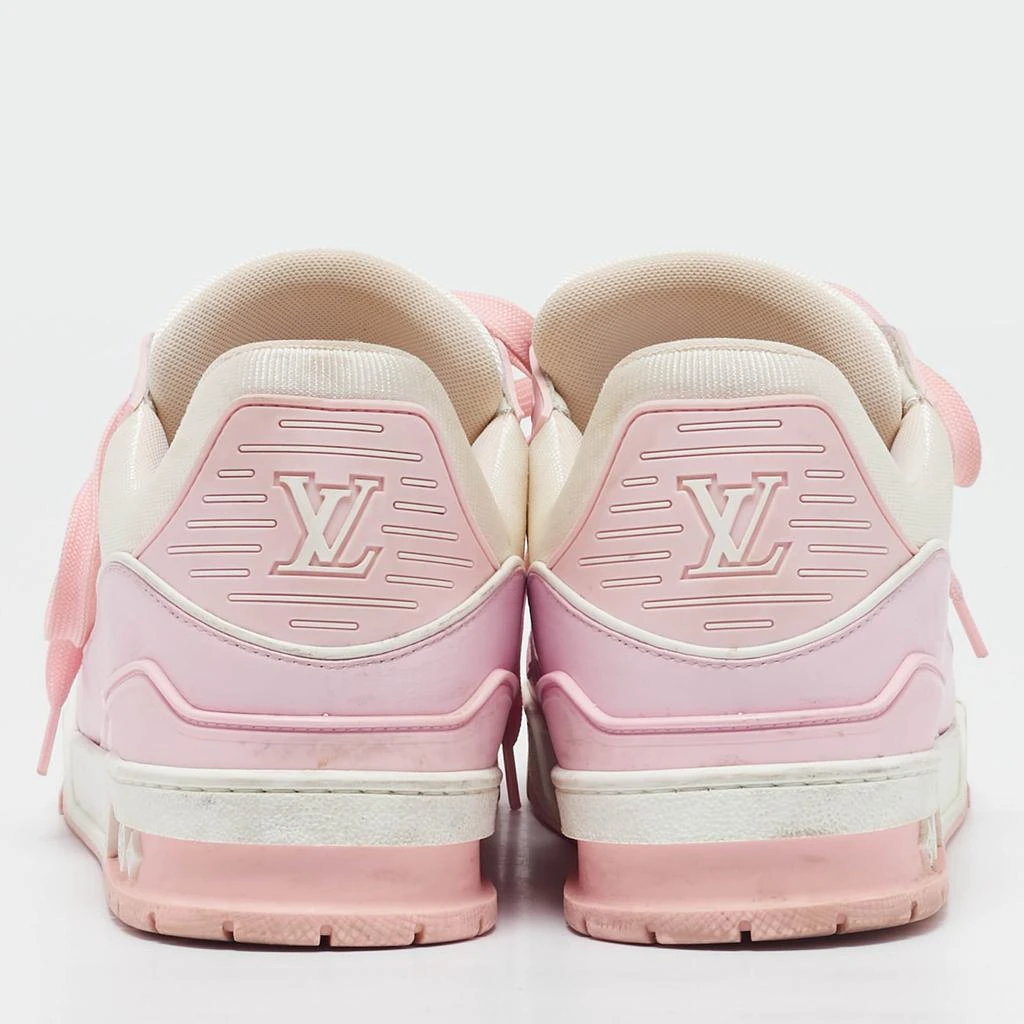 Louis Vuitton Louis Vuitton White/Pink Monogram Leather LV Trainer Sneakers Size 42  5