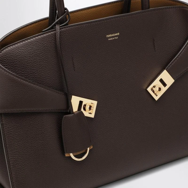 Salvatore Ferragamo Hug M Leather Handbag in Brown/Ochre 6