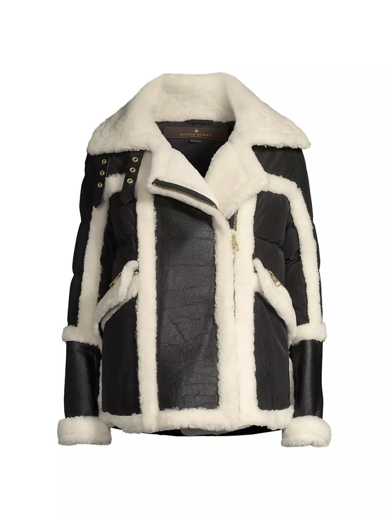 Nicole Benisti Mixed Media Shearling Down Moto Jacket 1