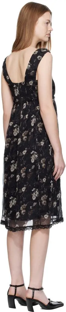 R13 Black Sleeveless V-Neck Midi Dress 3