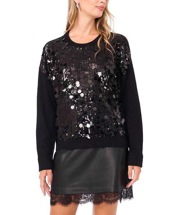 Vince Camuto Mixed Media Paillette Front Sweater