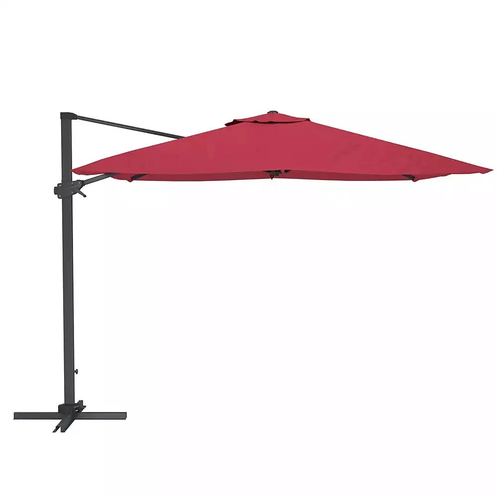 sumyeg 10 FT Square Cantilever Patio Umbrella with Base, Navy Blue