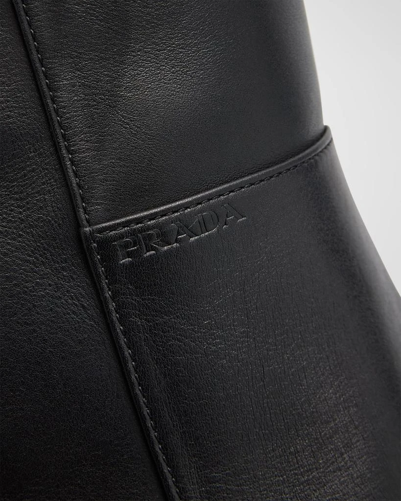 Prada Leather Square-Toe Tall Moto Boots 5